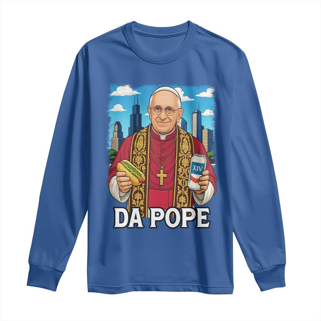 Funny Da Pope Leo XIV Long Sleeve Shirt 267th Pope Chicago Hot Dog and Beer