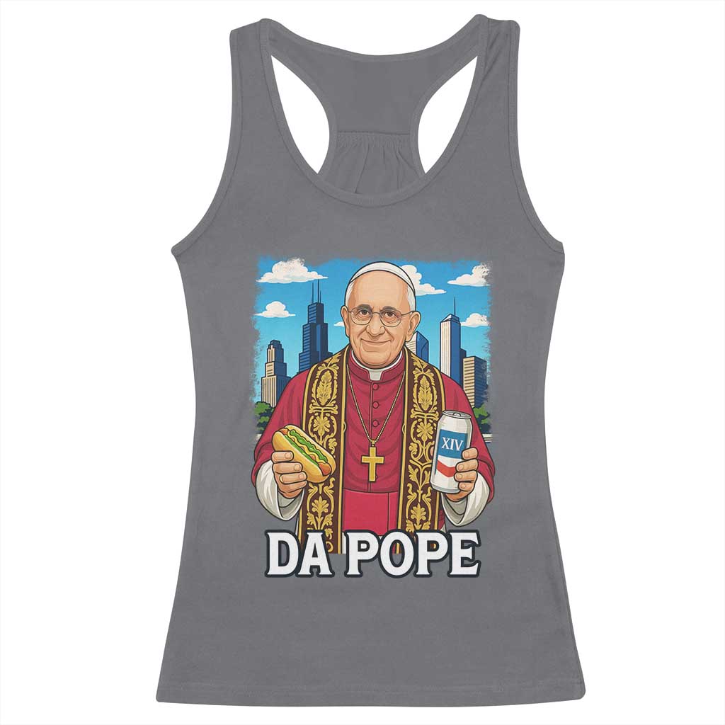 Funny Da Pope Leo XIV Racerback Tank Top 267th Pope Chicago Hot Dog and Beer