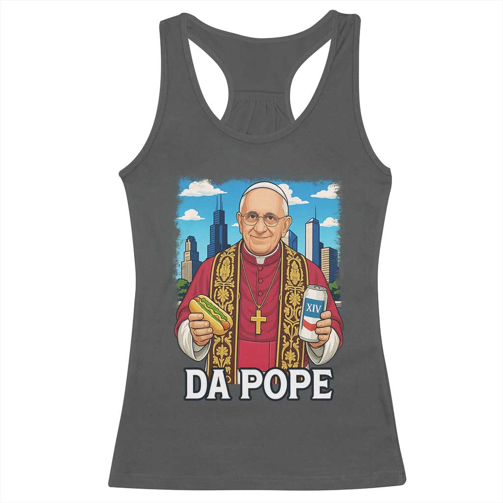 Funny Da Pope Leo XIV Racerback Tank Top 267th Pope Chicago Hot Dog and Beer