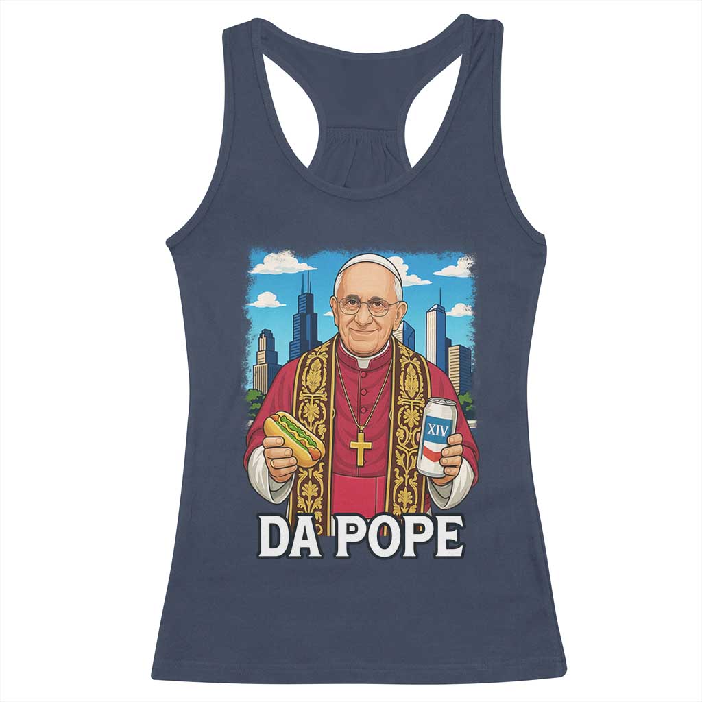 Funny Da Pope Leo XIV Racerback Tank Top 267th Pope Chicago Hot Dog and Beer