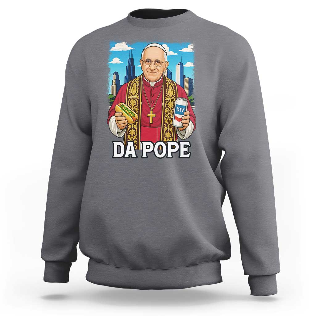 Funny Da Pope Leo XIV Sweatshirt 267th Pope Chicago Hot Dog and Beer