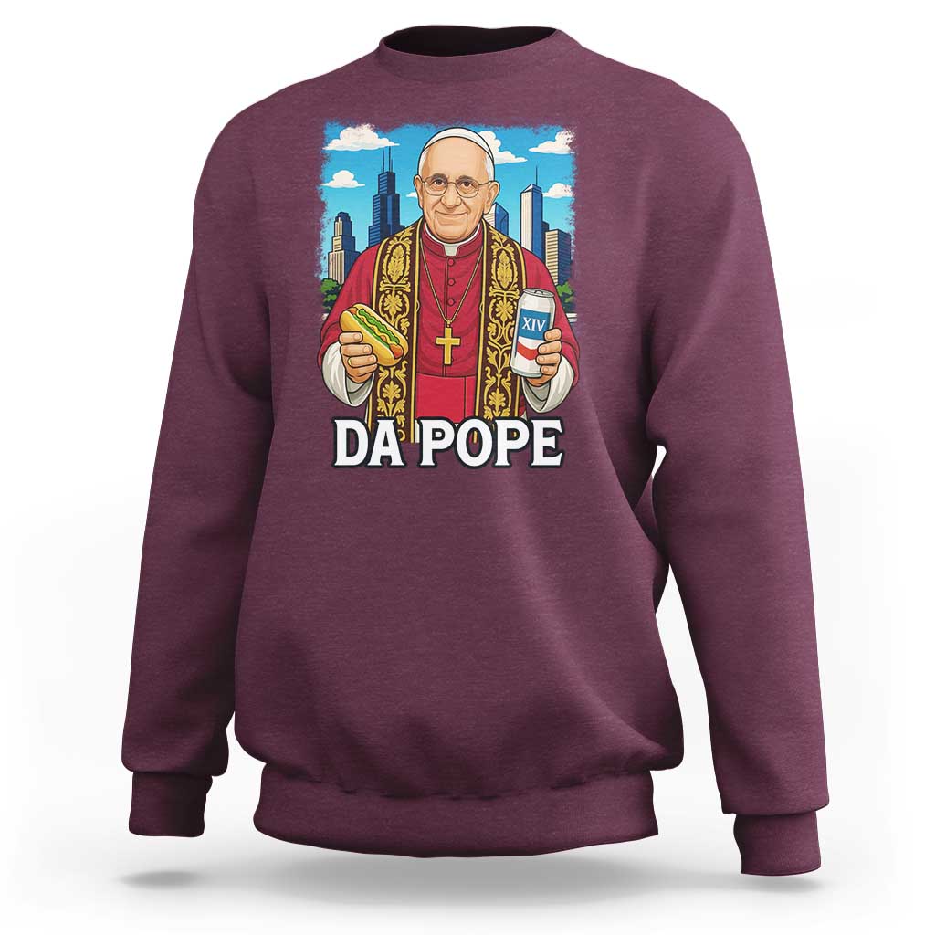 Funny Da Pope Leo XIV Sweatshirt 267th Pope Chicago Hot Dog and Beer