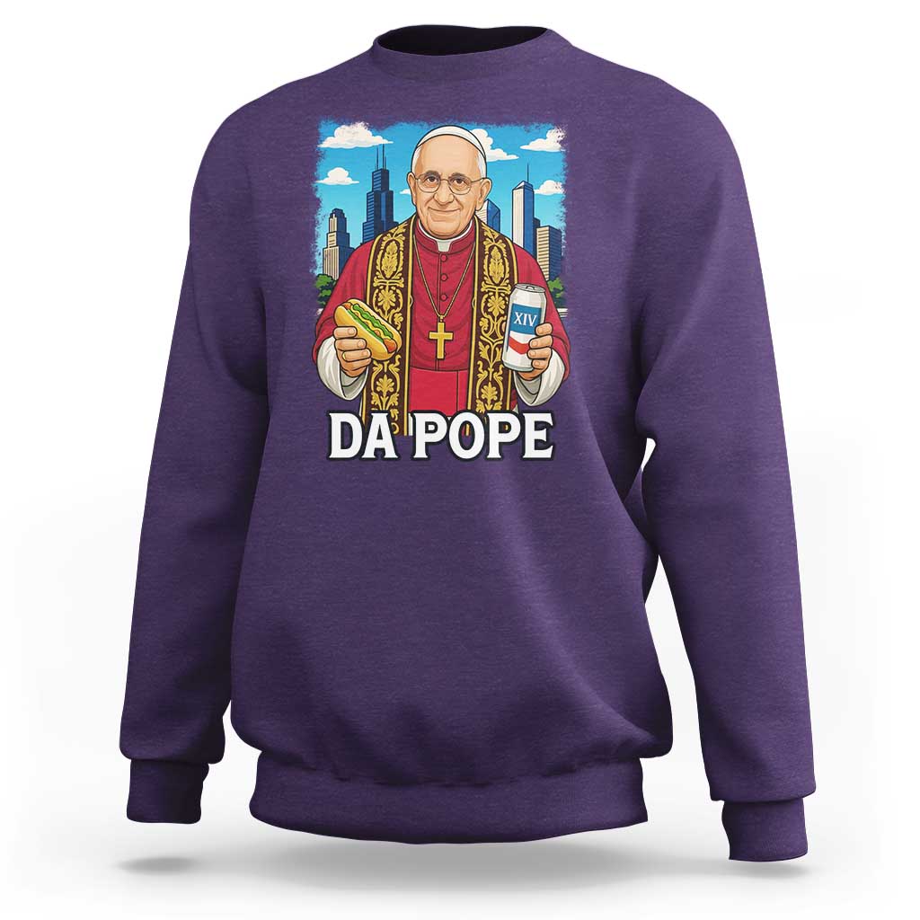 Funny Da Pope Leo XIV Sweatshirt 267th Pope Chicago Hot Dog and Beer