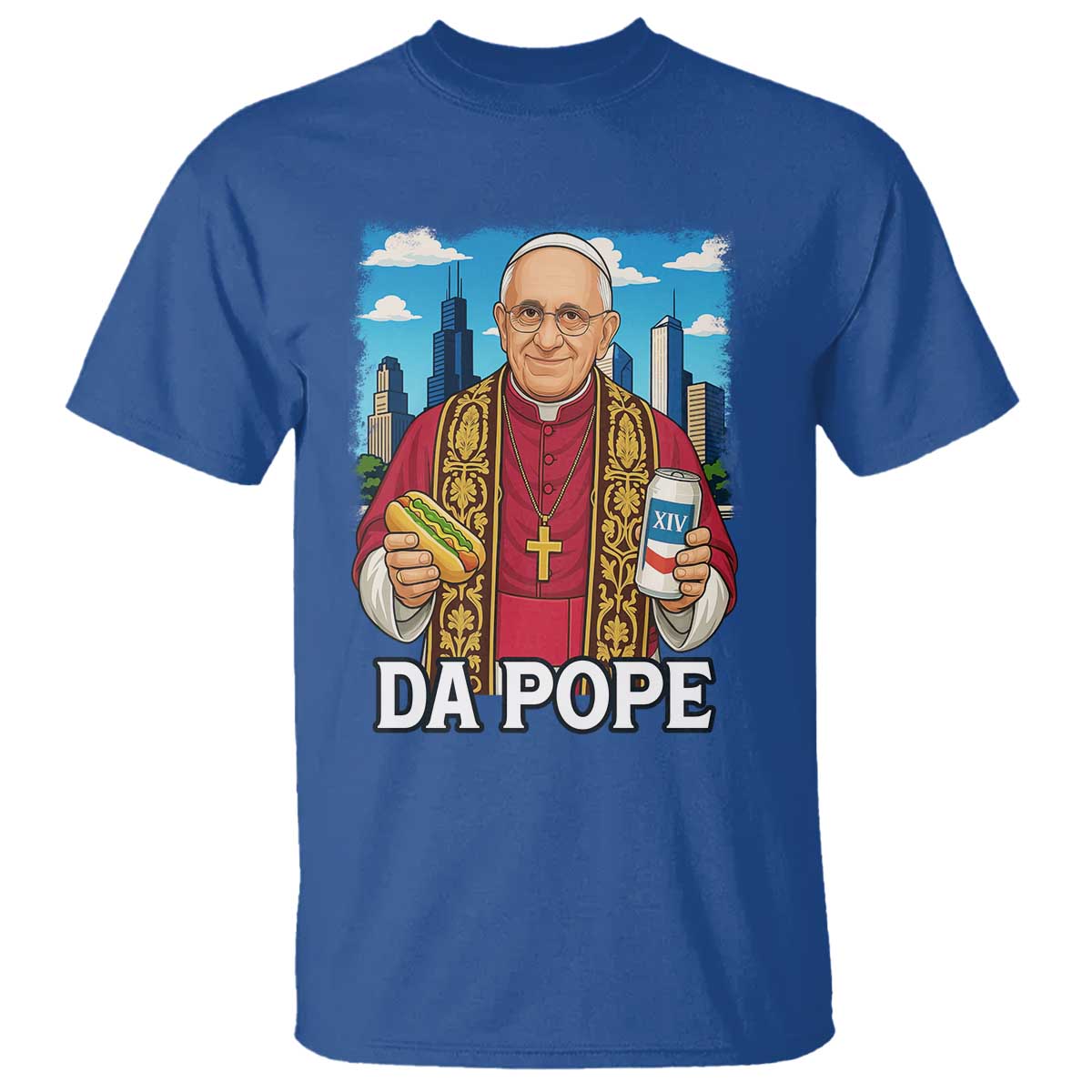 Funny Da Pope Leo XIV T Shirt 267th Pope Chicago Hot Dog and Beer