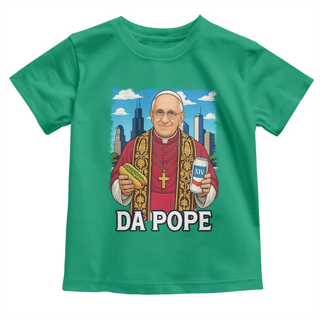 Funny Da Pope Leo XIV Toddler T Shirt 267th Pope Chicago Hot Dog and Beer