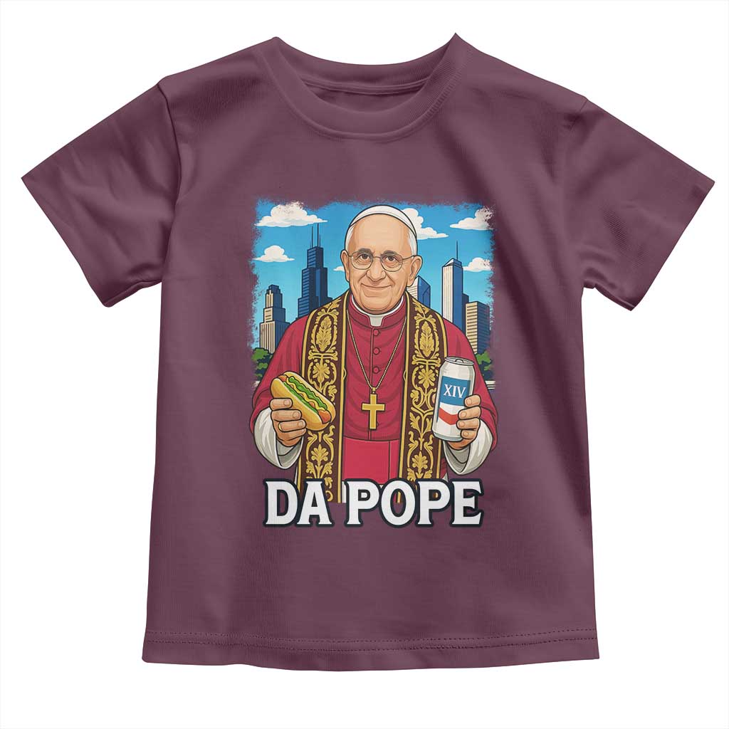 Funny Da Pope Leo XIV Toddler T Shirt 267th Pope Chicago Hot Dog and Beer