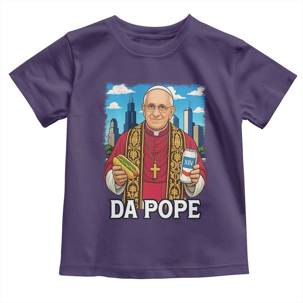 Funny Da Pope Leo XIV Toddler T Shirt 267th Pope Chicago Hot Dog and Beer