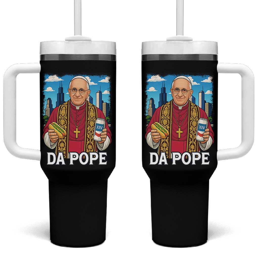 Funny Da Pope Leo XIV Tumbler With Handle 267th Pope Chicago Hot Dog and Beer