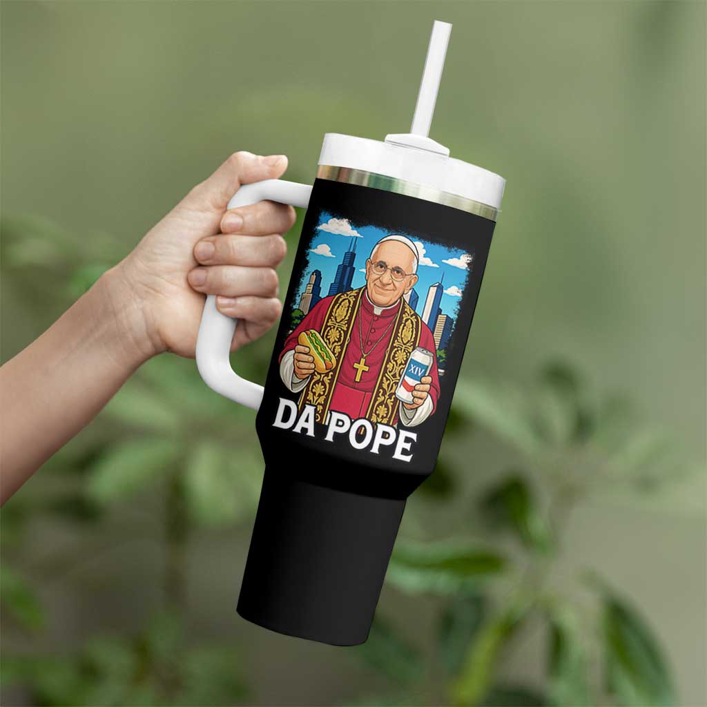 Funny Da Pope Leo XIV Tumbler With Handle 267th Pope Chicago Hot Dog and Beer