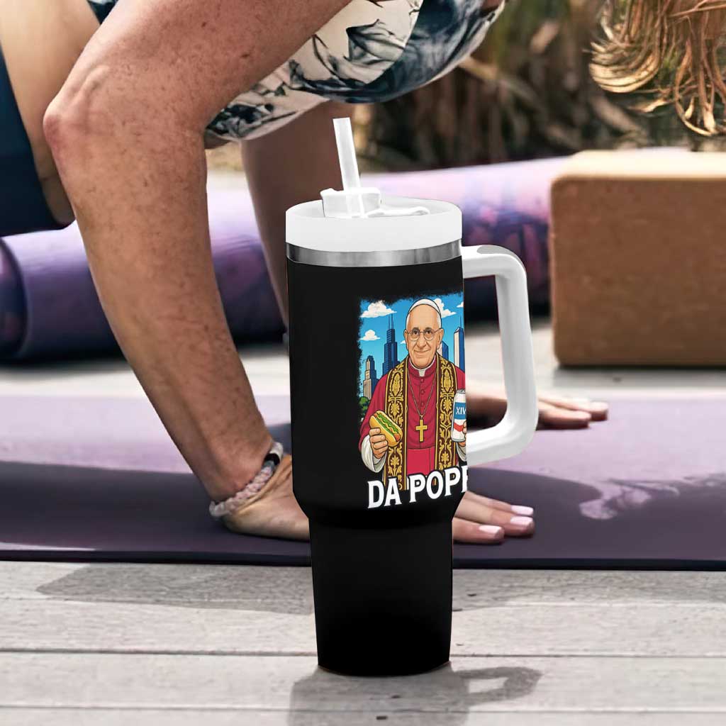 Funny Da Pope Leo XIV Tumbler With Handle 267th Pope Chicago Hot Dog and Beer