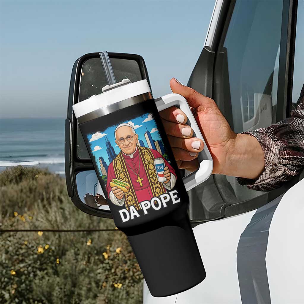 Funny Da Pope Leo XIV Tumbler With Handle 267th Pope Chicago Hot Dog and Beer