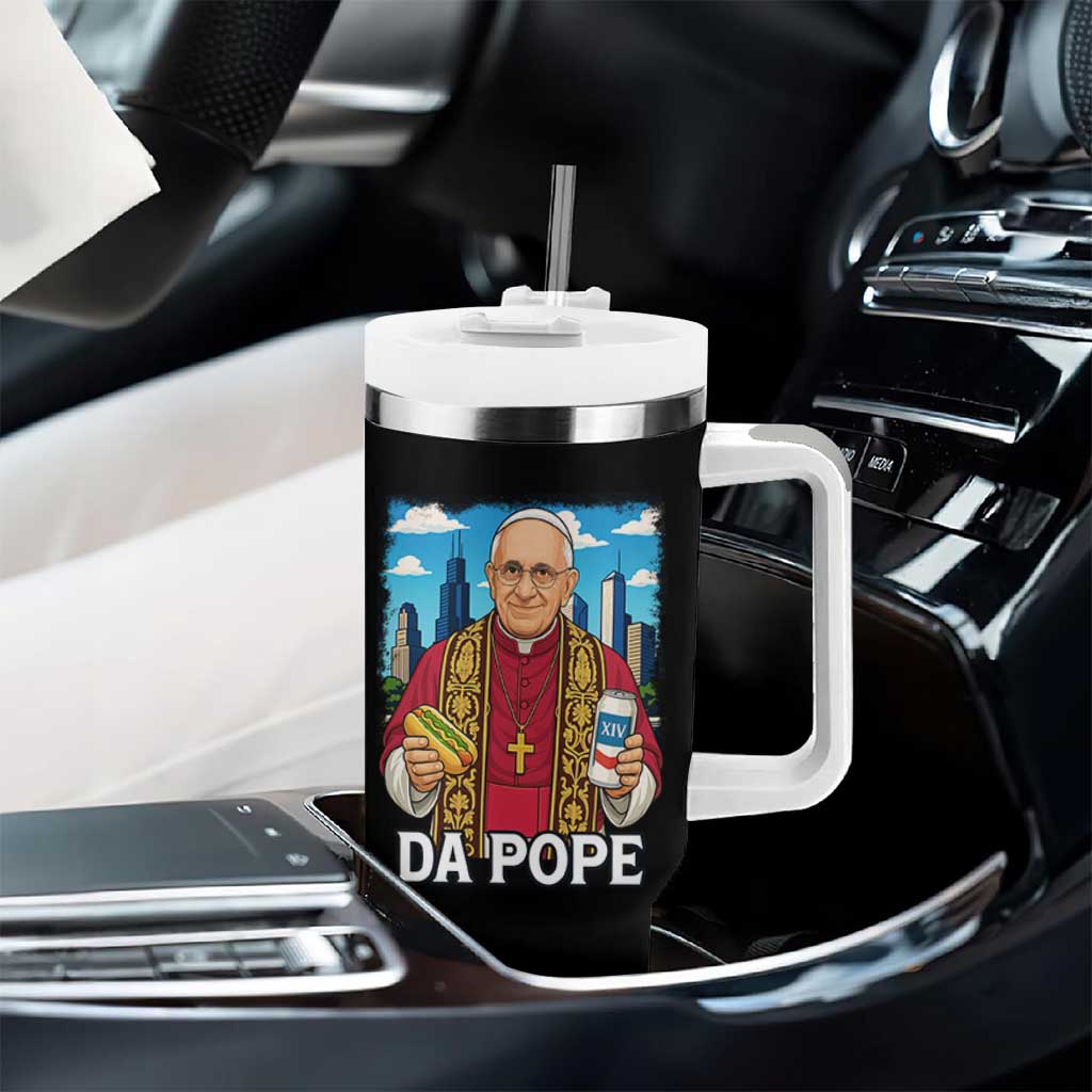 Funny Da Pope Leo XIV Tumbler With Handle 267th Pope Chicago Hot Dog and Beer