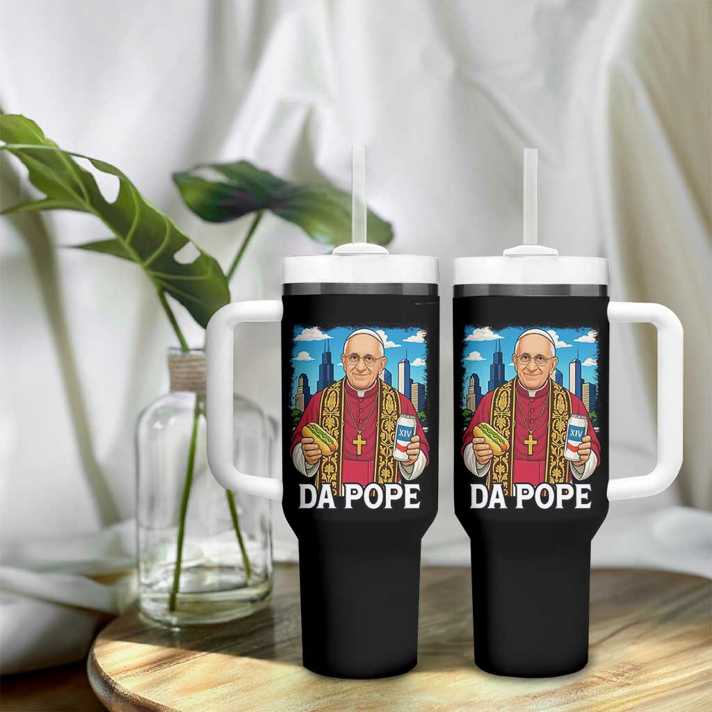 Funny Da Pope Leo XIV Tumbler With Handle 267th Pope Chicago Hot Dog and Beer