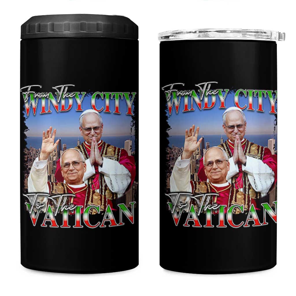 267th Pope Leo XIV 4 in 1 Can Cooler Tumbler From The Windy City To The Vatican US Chicago Pride