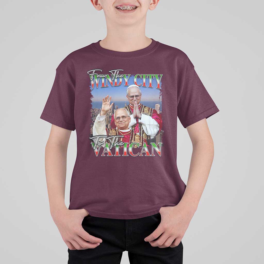 267th Pope Leo XIV T Shirt For Kid From The Windy City To The Vatican US Chicago Pride