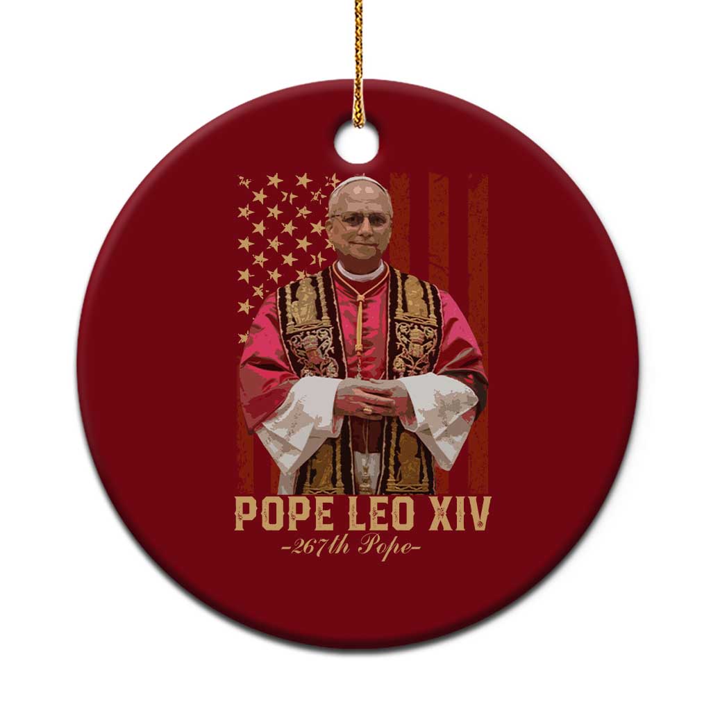Vintage Pope Leo XIV Ceramic Ornament 267th Pope American Flag - Wonder Print Shop
