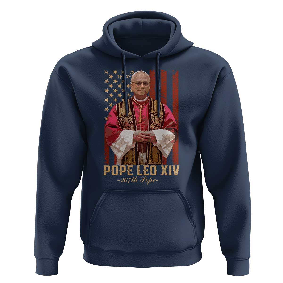 Vintage Pope Leo XIV Hoodie 267th Pope American Flag