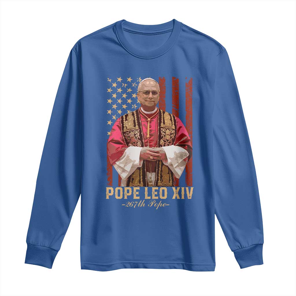 Vintage Pope Leo XIV Long Sleeve Shirt 267th Pope American Flag