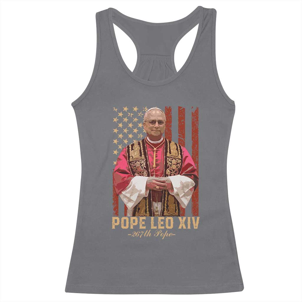 Vintage Pope Leo XIV Racerback Tank Top 267th Pope American Flag
