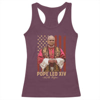 Vintage Pope Leo XIV Racerback Tank Top 267th Pope American Flag