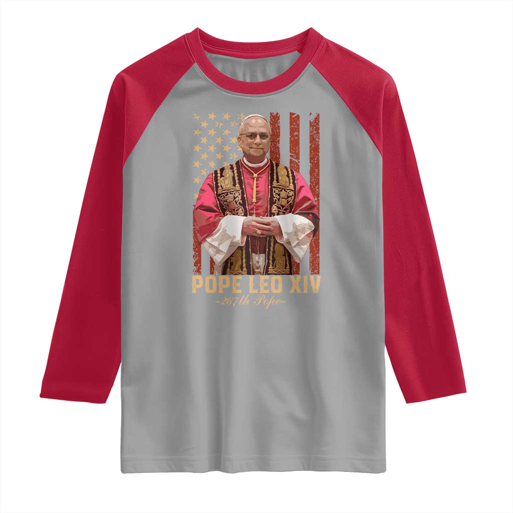 Vintage Pope Leo XIV Raglan Shirt 267th Pope American Flag