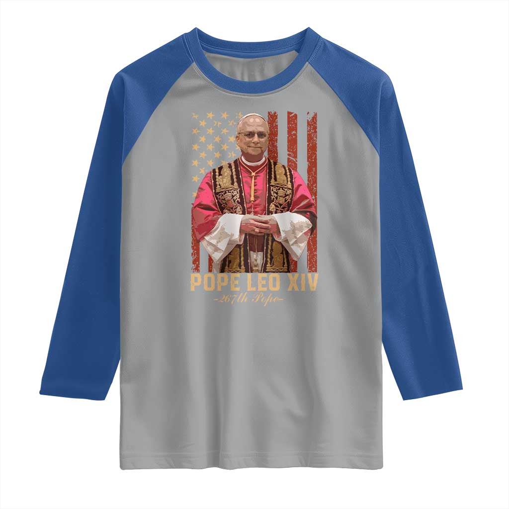Vintage Pope Leo XIV Raglan Shirt 267th Pope American Flag