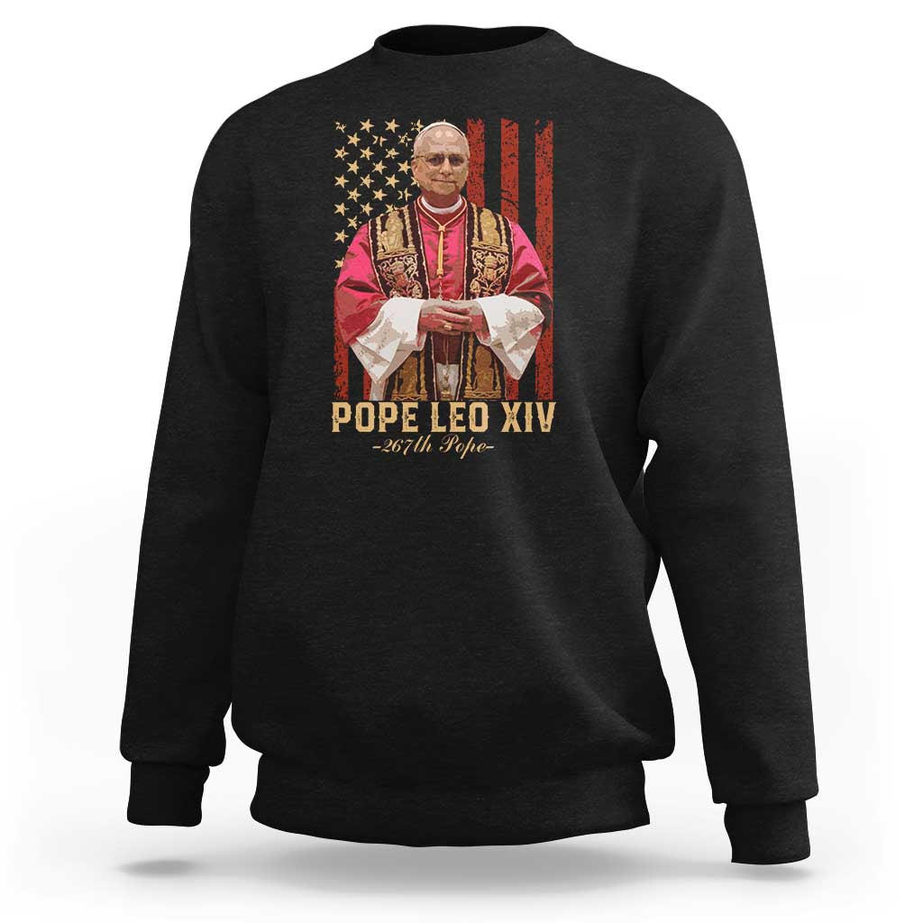 Vintage Pope Leo XIV Sweatshirt 267th Pope American Flag