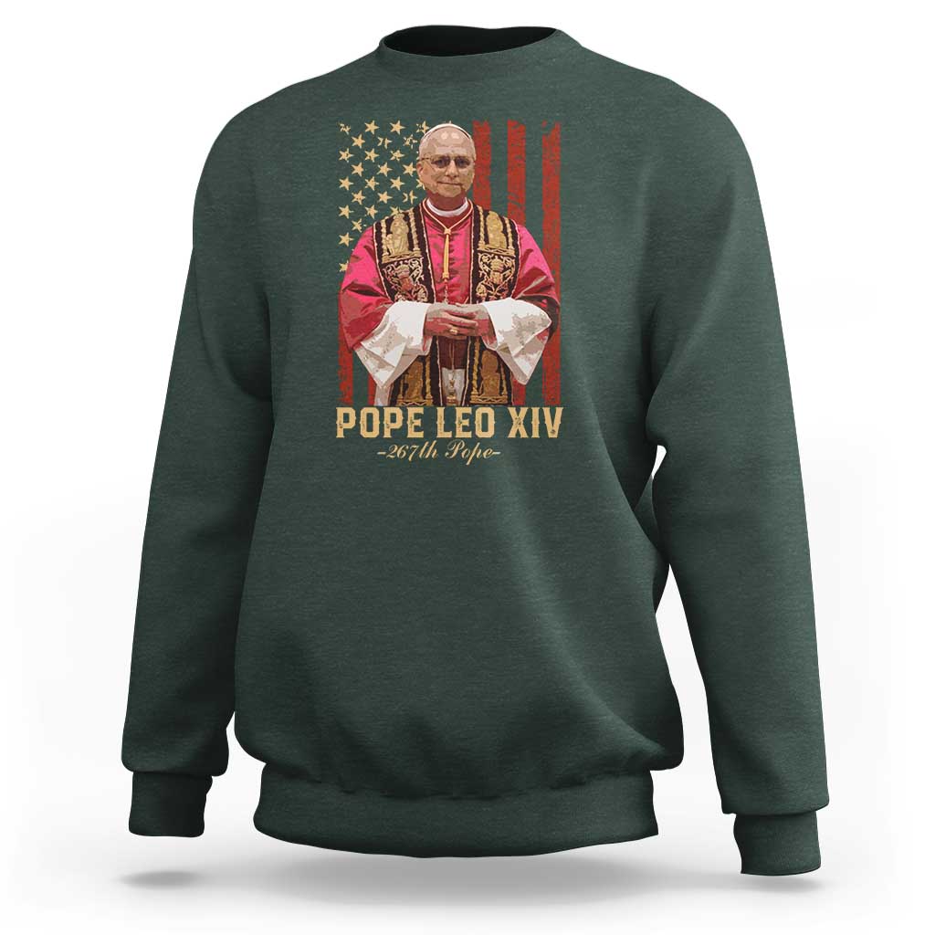 Vintage Pope Leo XIV Sweatshirt 267th Pope American Flag