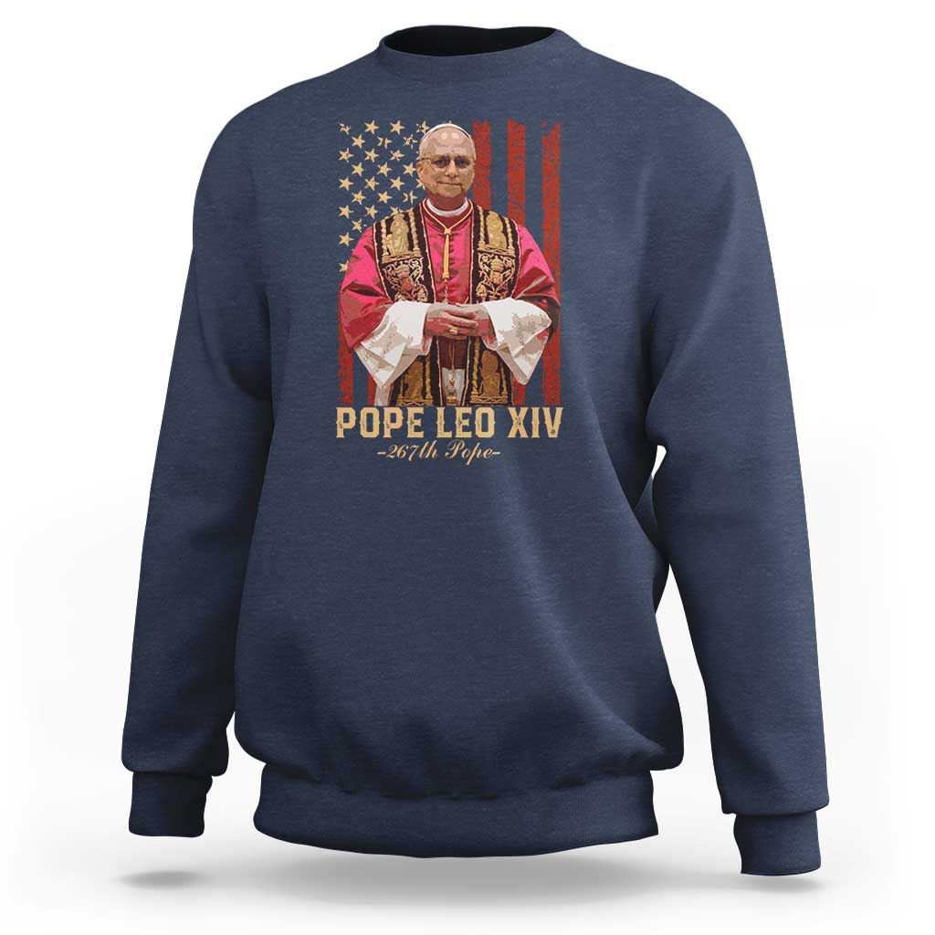 Vintage Pope Leo XIV Sweatshirt 267th Pope American Flag