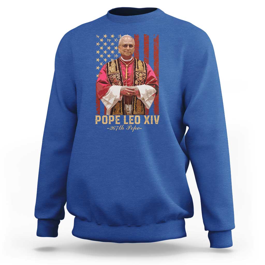 Vintage Pope Leo XIV Sweatshirt 267th Pope American Flag