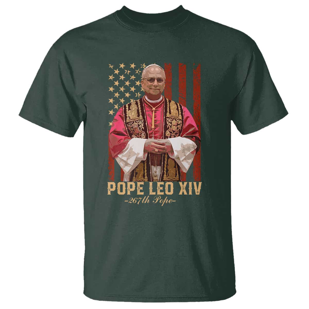 Vintage Pope Leo XIV T Shirt 267th Pope American Flag