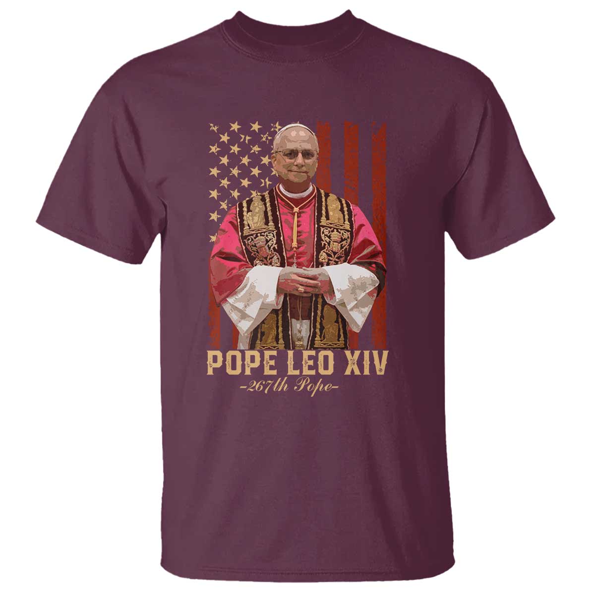 Vintage Pope Leo XIV T Shirt 267th Pope American Flag
