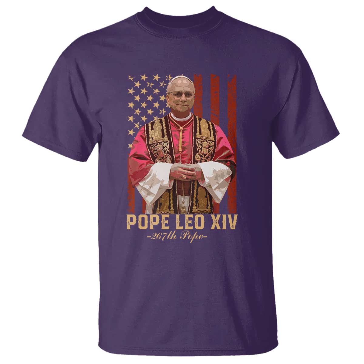 Vintage Pope Leo XIV T Shirt 267th Pope American Flag