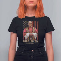 Vintage Pope Leo XIV T Shirt For Women 267th Pope American Flag