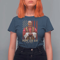 Vintage Pope Leo XIV T Shirt For Women 267th Pope American Flag