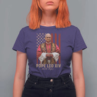 Vintage Pope Leo XIV T Shirt For Women 267th Pope American Flag