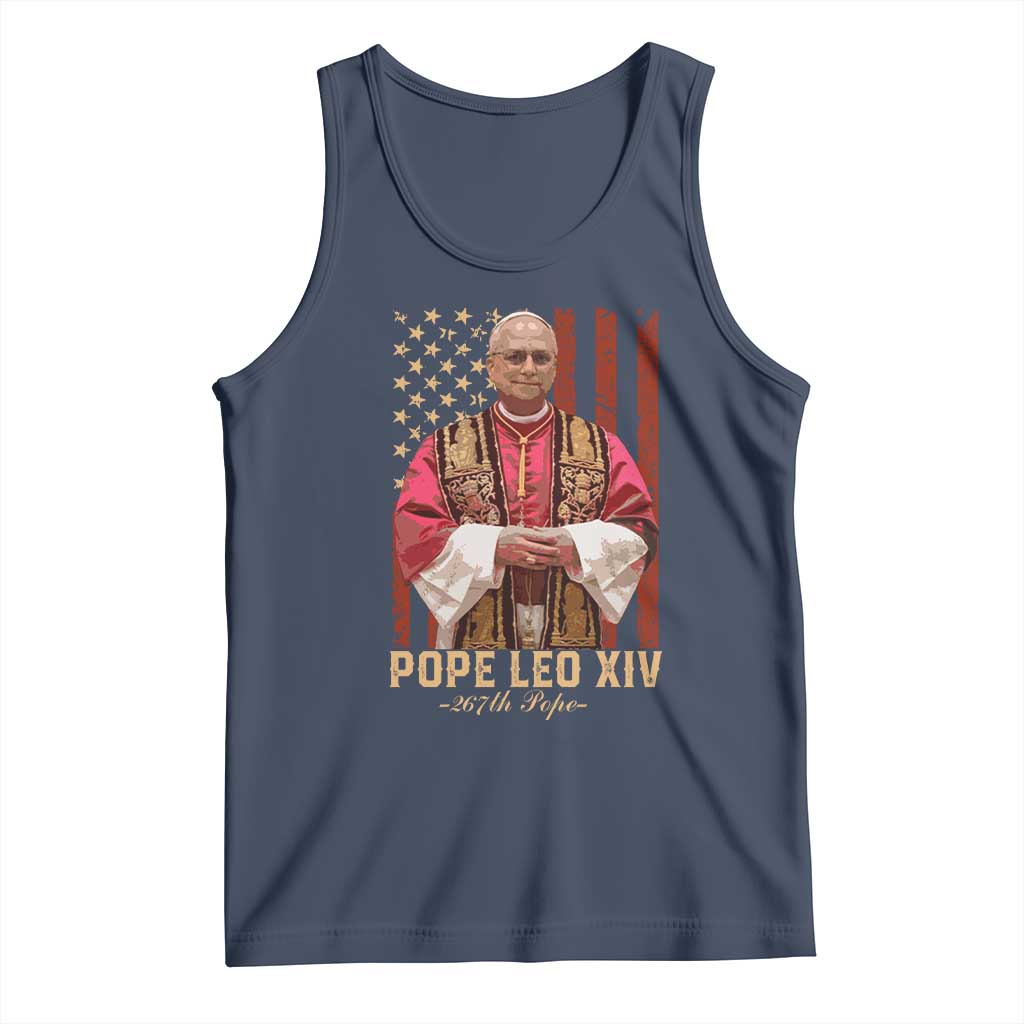 Vintage Pope Leo XIV Tank Top 267th Pope American Flag