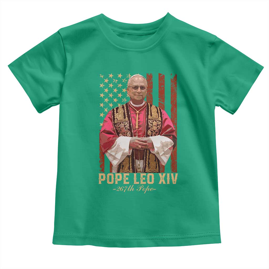 Vintage Pope Leo XIV Toddler T Shirt 267th Pope American Flag