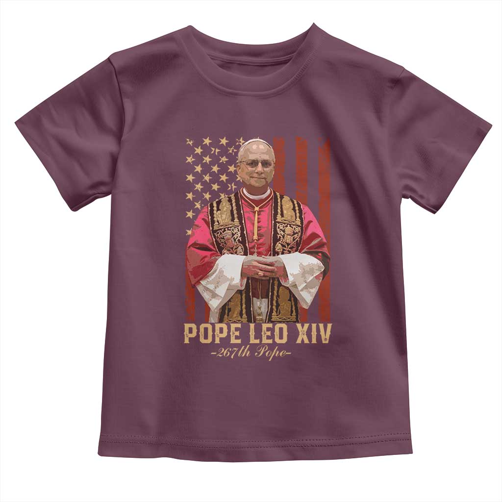 Vintage Pope Leo XIV Toddler T Shirt 267th Pope American Flag