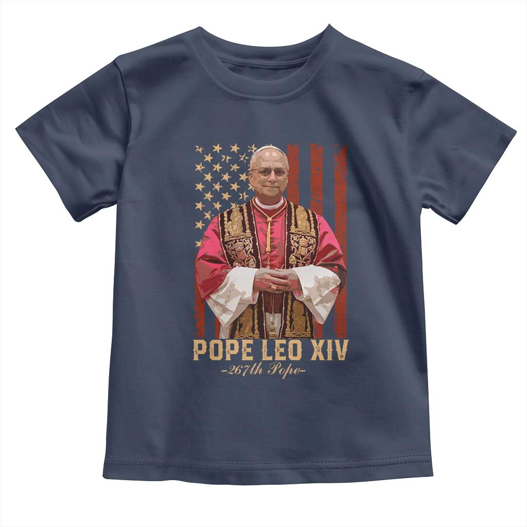 Vintage Pope Leo XIV Toddler T Shirt 267th Pope American Flag