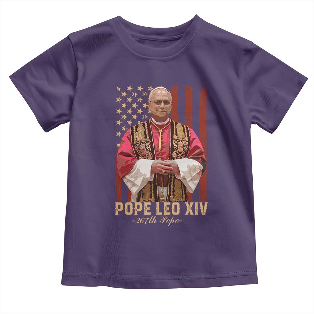 Vintage Pope Leo XIV Toddler T Shirt 267th Pope American Flag