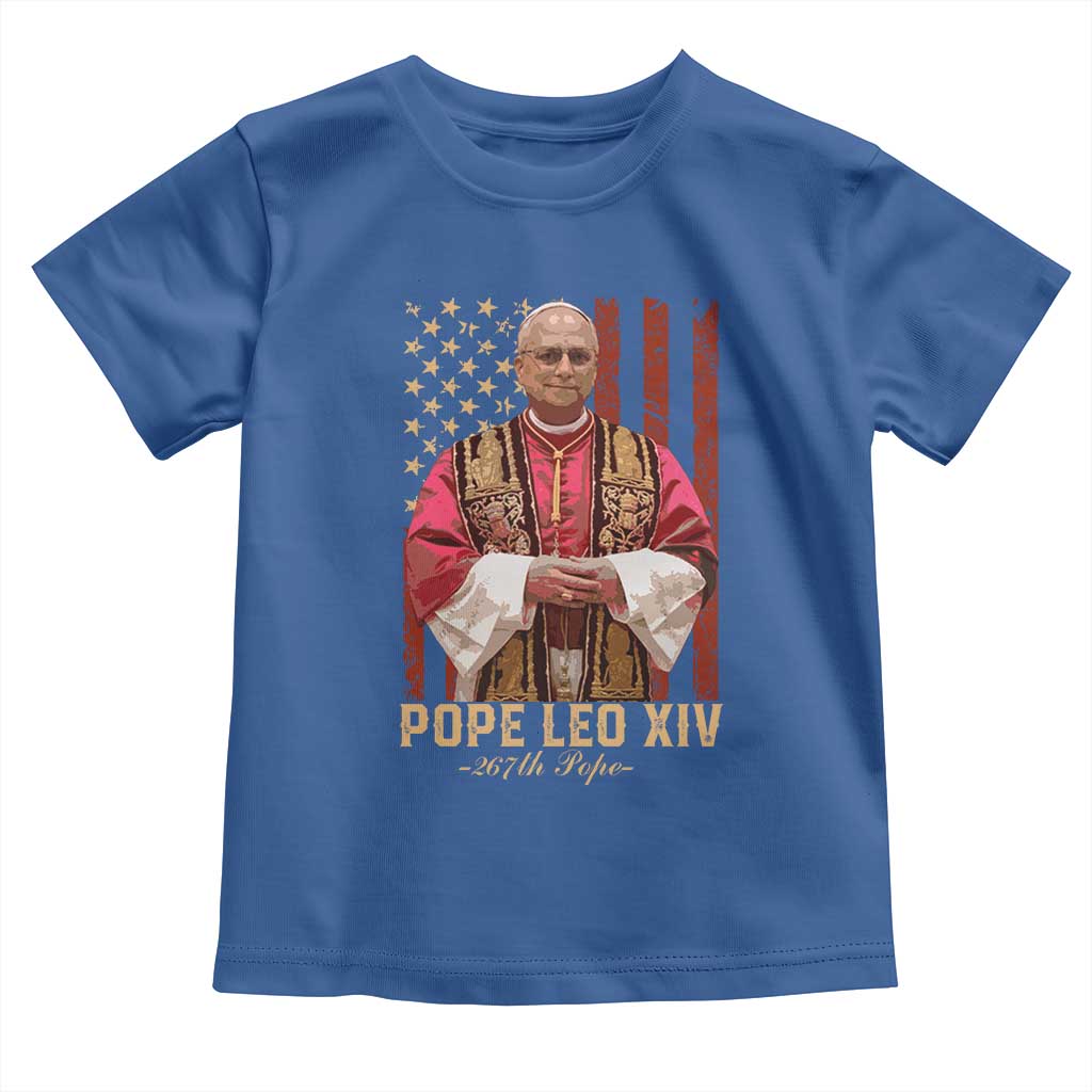 Vintage Pope Leo XIV Toddler T Shirt 267th Pope American Flag