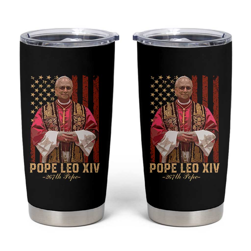 Vintage Pope Leo XIV Tumbler Cup 267th Pope American Flag