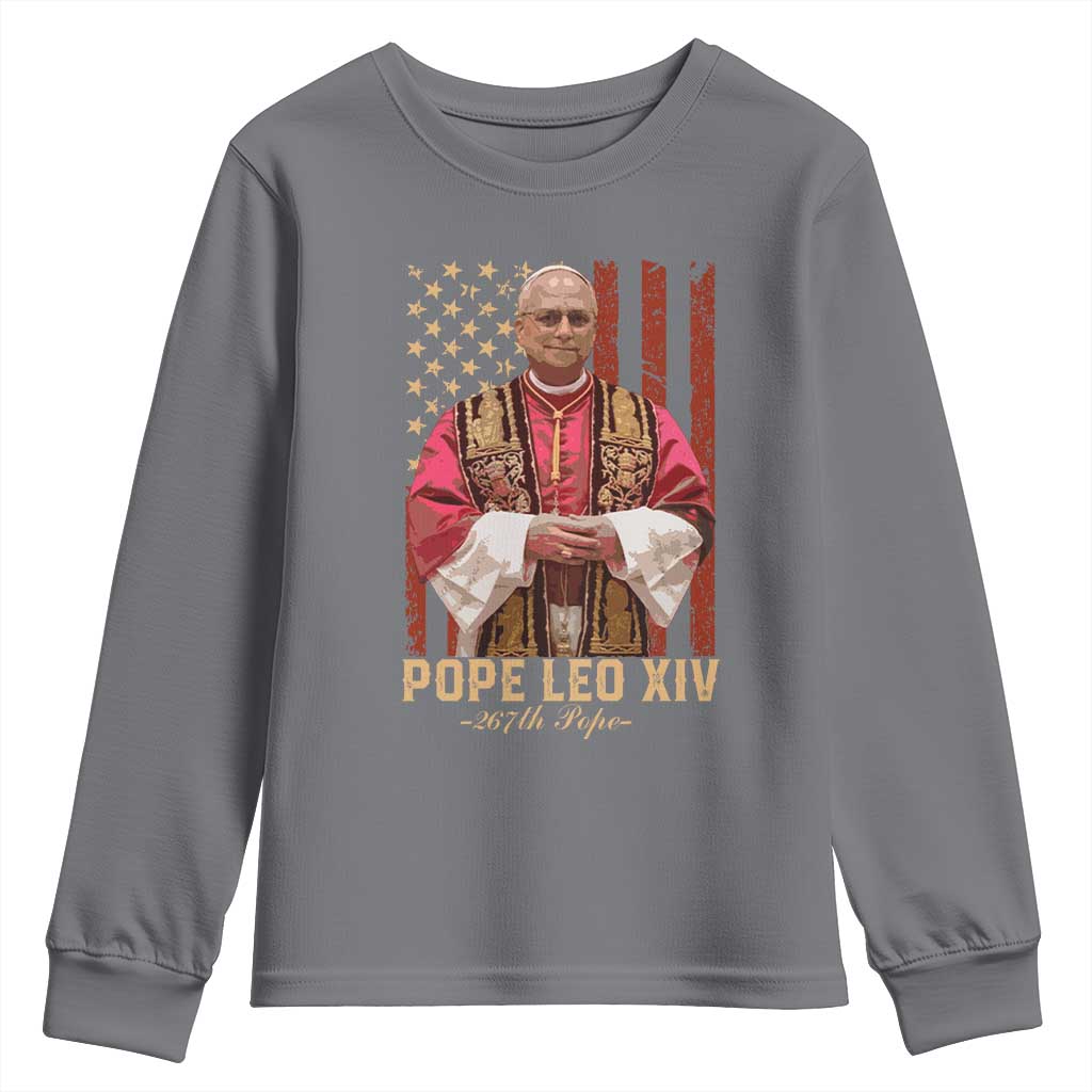 Vintage Pope Leo XIV Youth Sweatshirt 267th Pope American Flag