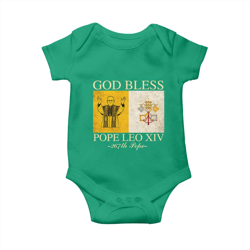God Bless Pope Leo XIV Baby Onesie 267th Pope Vatican Flag