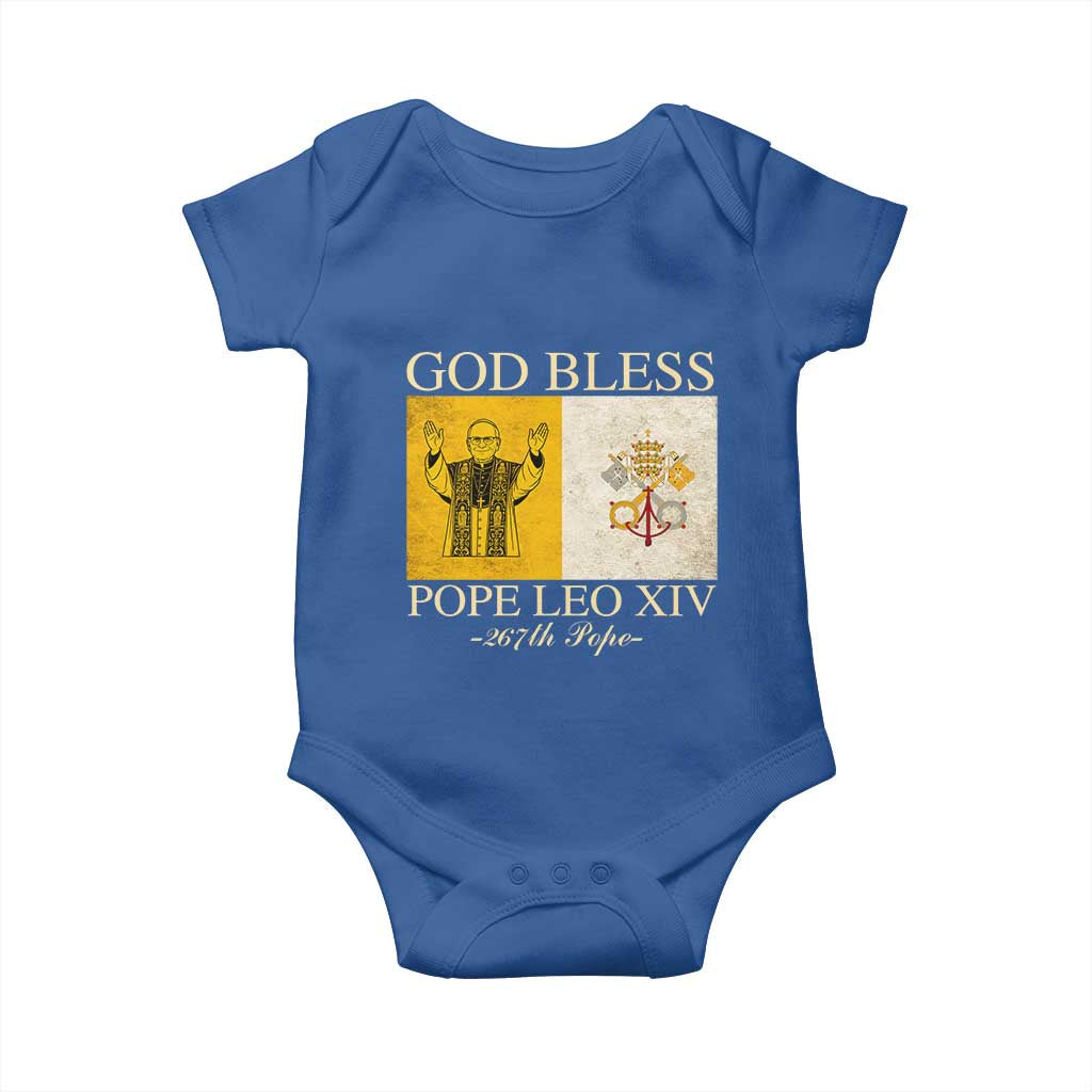 God Bless Pope Leo XIV Baby Onesie 267th Pope Vatican Flag