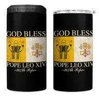 God Bless Pope Leo XIV 4 in 1 Can Cooler Tumbler 267th Pope Vatican Flag