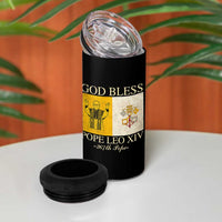 God Bless Pope Leo XIV 4 in 1 Can Cooler Tumbler 267th Pope Vatican Flag