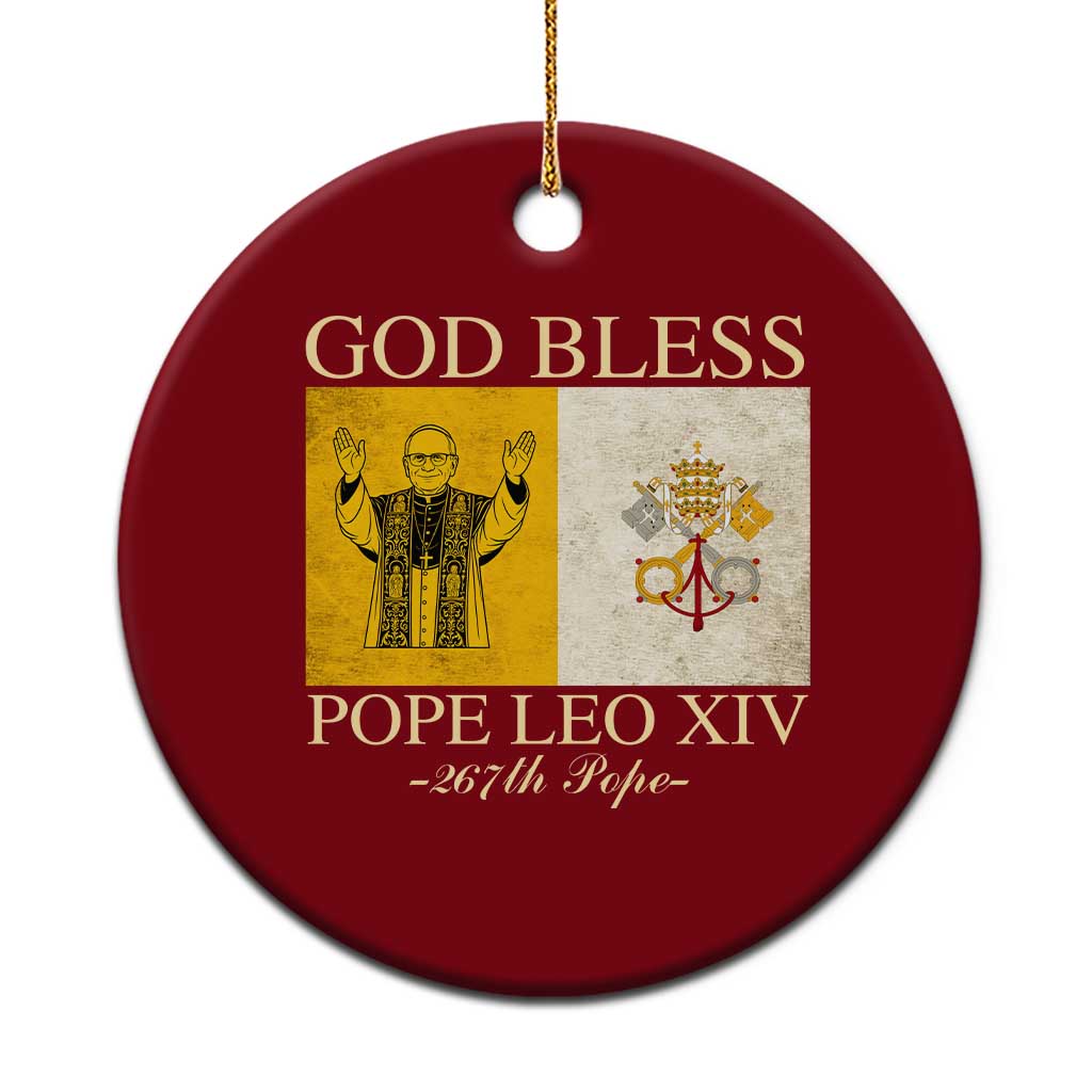 God Bless Pope Leo XIV Ceramic Ornament 267th Pope Vatican Flag - Wonder Print Shop