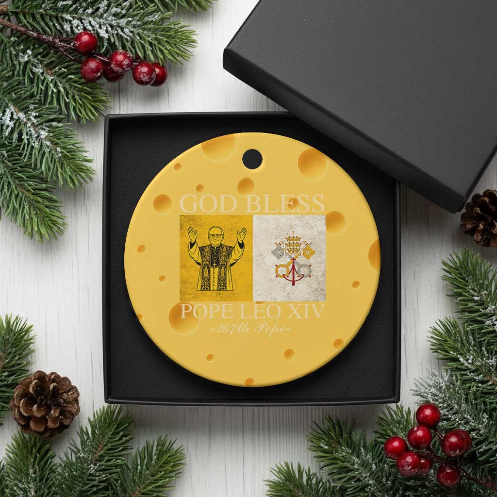 God Bless Pope Leo XIV Ceramic Ornament 267th Pope Vatican Flag - Wonder Print Shop